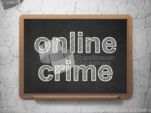 Image of Protection concept: Online Crime on chalkboard background