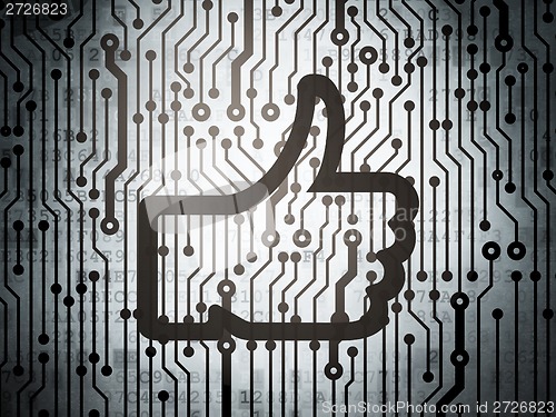 Image of Social media concept: circuit board with Thumb Up