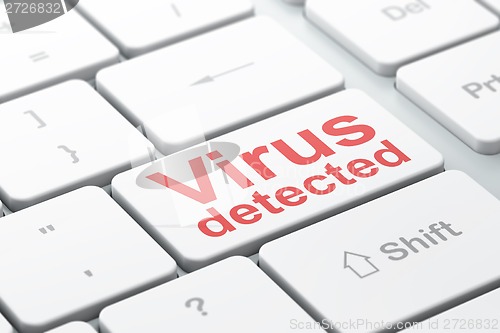Image of Privacy concept: Virus Detected on computer keyboard background
