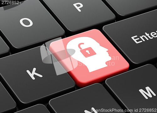 Image of Business concept: Head With Padlock on computer keyboard background