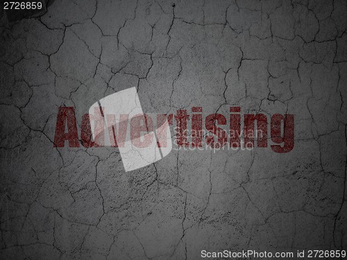 Image of Marketing concept: Advertising on grunge wall background