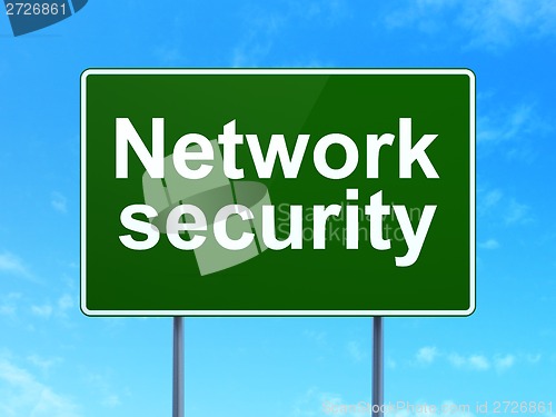 Image of Privacy concept: Network Security on road sign background