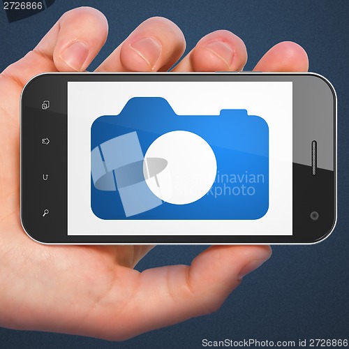 Image of Tourism concept: Photo Camera on smartphone