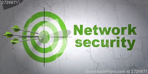 Image of Protection concept: target and Network Security on wall background