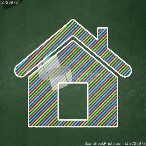 Image of Protection concept: Home on chalkboard background