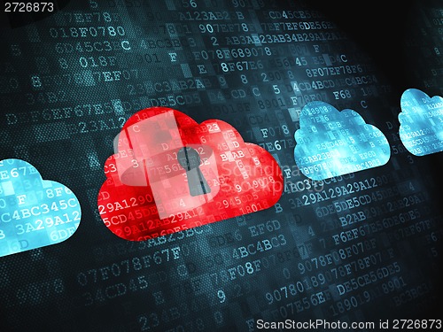 Image of Computing concept: Cloud With Keyhole on digital background
