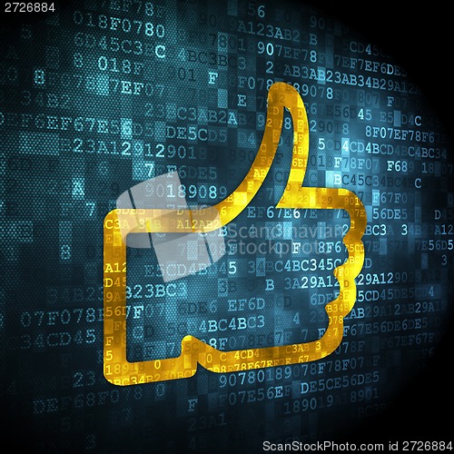 Image of Social network concept: Thumb Up on digital background