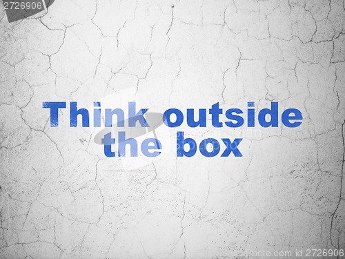 Image of Education concept: Think outside The box on wall background