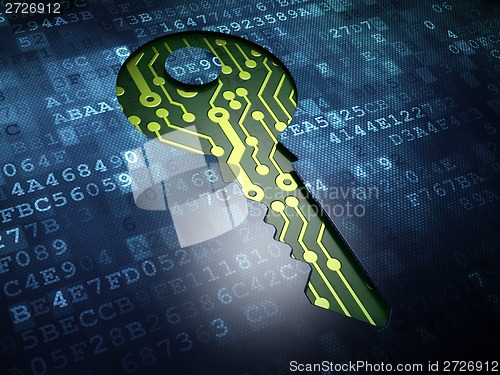 Image of Security concept: Key on digital screen background