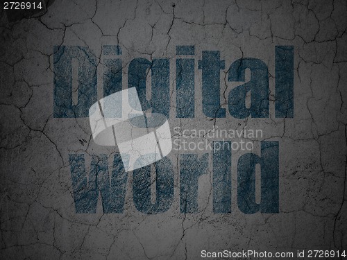 Image of Data concept: Digital World on grunge wall background