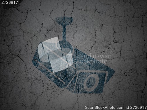 Image of Protection concept: Cctv Camera on grunge wall background