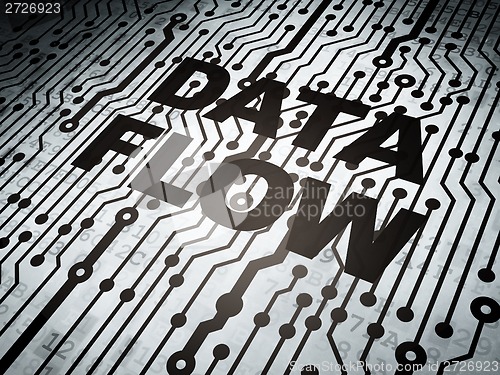 Image of Information concept: circuit board with Data Flow