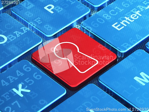 Image of Data concept: Keyhole on computer keyboard background