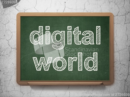 Image of Information concept: Digital World on chalkboard background