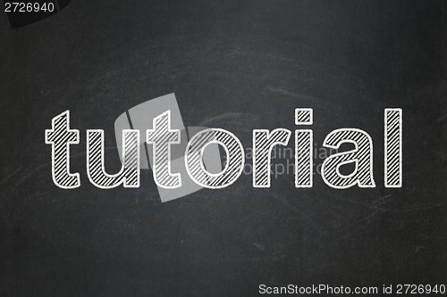 Image of Education concept: Tutorial on chalkboard background