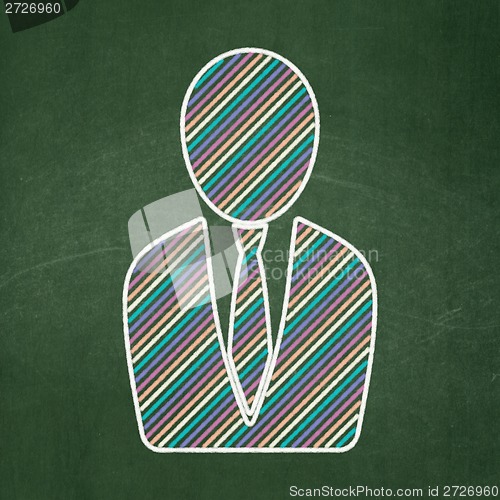 Image of Marketing concept: Business Man on chalkboard background