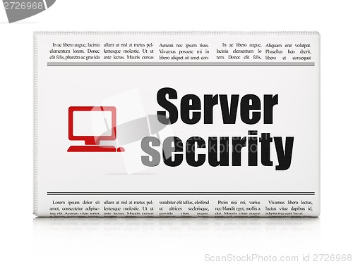 Image of Privacy concept: newspaper with Server Security and Computer Pc
