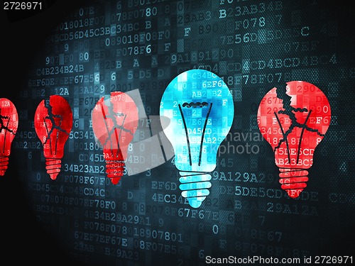 Image of Business concept: Lightbulb on digital background