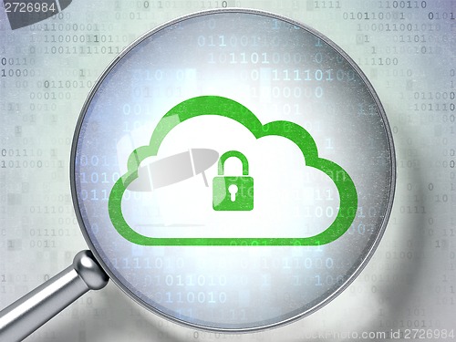 Image of Technology concept: Cloud With Padlock optical glass on digital background