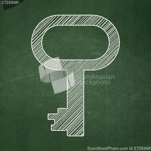 Image of Safety concept: Key on chalkboard background