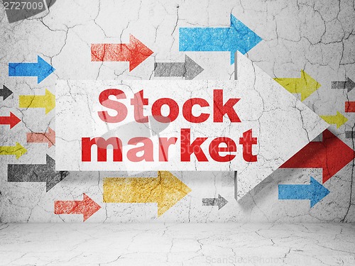 Image of Finance concept: arrow with Stock Market on grunge wall background