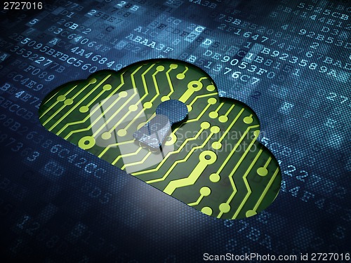 Image of Cloud computing concept: Cloud With Keyhole on digital screen background