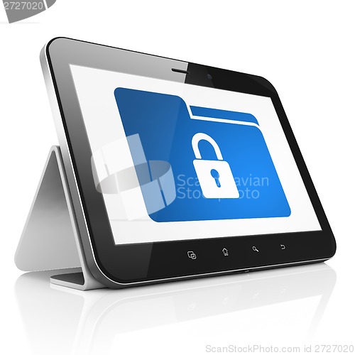 Image of Finance concept: Folder With Lock on tablet pc computer