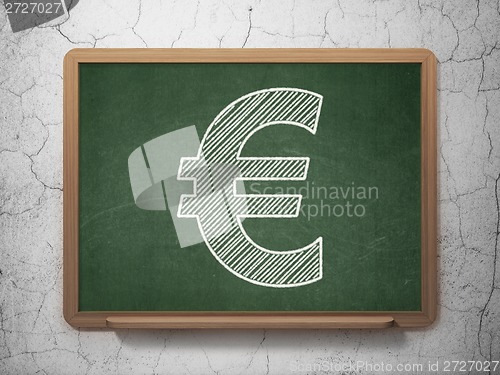 Image of Currency concept: Euro on chalkboard background