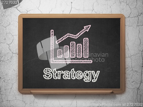 Image of Business concept: Growth Graph and Strategy on chalkboard background