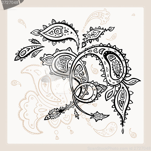 Image of Hand Drawn Paisley ornament.