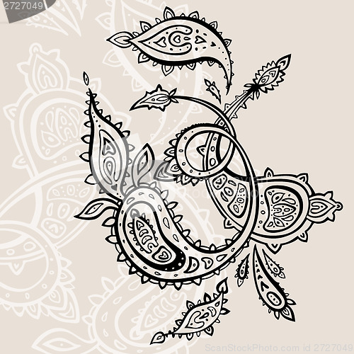 Image of Hand Drawn Paisley ornament.