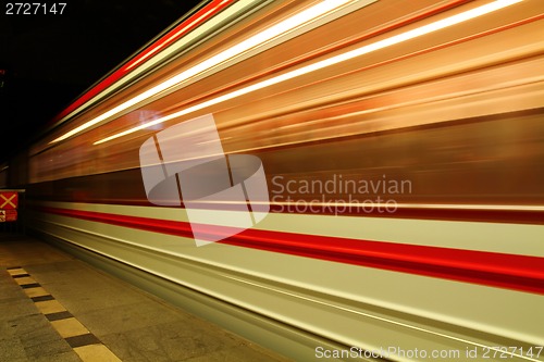 Image of subway in motion from the Prague