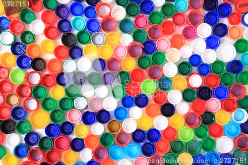 Image of color plastic caps from pet bottles 