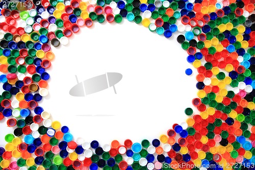 Image of color plastic caps from pet bottles 