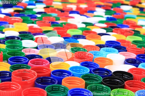 Image of color plastic caps from pet bottles 