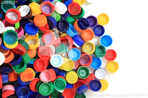 Image of color plastic caps from pet bottles 