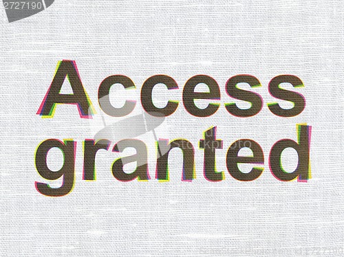 Image of Protection concept: Access Granted on fabric texture background