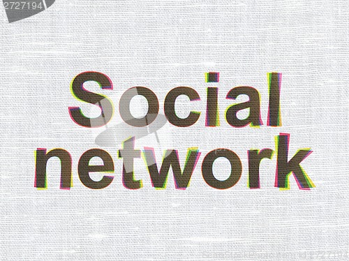 Image of Social media concept: Social Network on fabric texture background