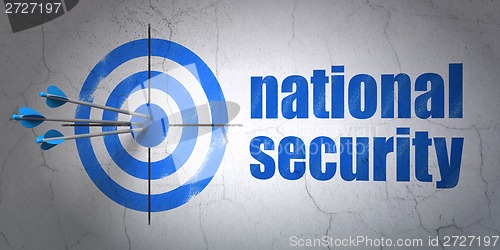Image of Privacy concept: target and National Security on wall background
