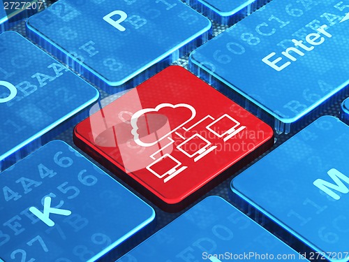Image of Cloud computing concept: Cloud Network on computer keyboard background