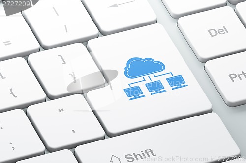 Image of Cloud networking concept: Cloud Network on computer keyboard background