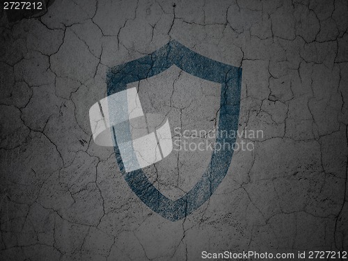 Image of Protection concept: Contoured Shield on grunge wall background