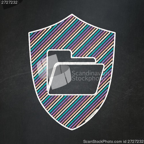 Image of Finance concept: Folder With Shield on chalkboard background