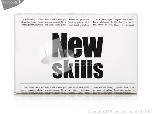 Image of Education concept: newspaper headline New Skills