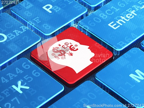 Image of Education concept: Head With Finance Symbol on computer keyboard background