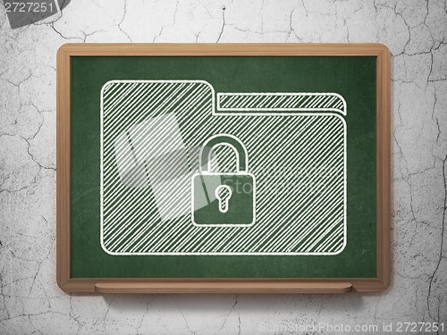 Image of Business concept: Folder With Lock on chalkboard background