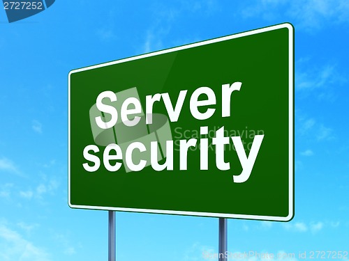 Image of Security concept: Server on road sign background