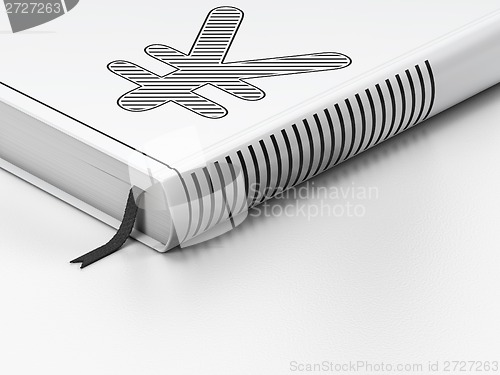 Image of Currency concept: closed book, Yen on white background