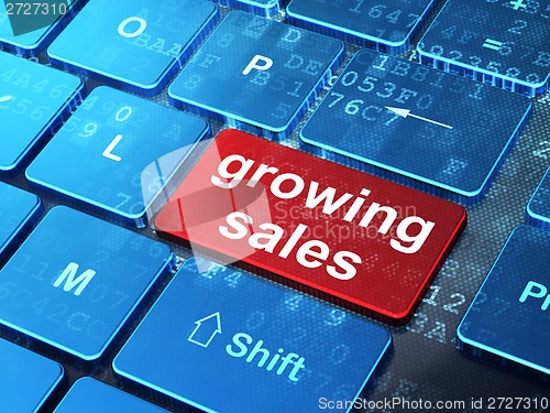 Image of Finance concept: Growing Sales on computer keyboard background
