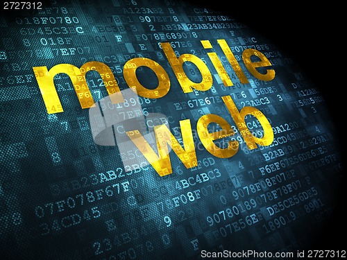 Image of SEO web design concept: Mobile Web on digital background